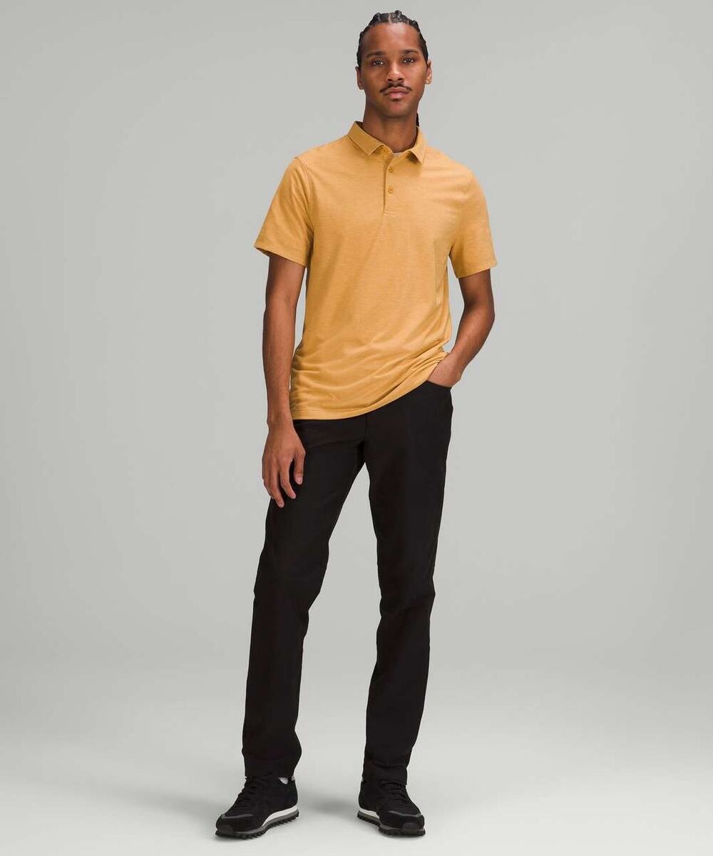 Lululemon Evolution Short Sleeve Polo Shirt Heathered Mustard Yellow Men’s XL